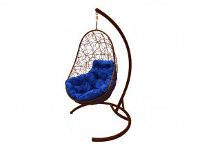 Кокон Овал с ротангом синяя подушка в Южноуральске - yuzhnouralsk.magazinmebel.ru | фото - изображение 1