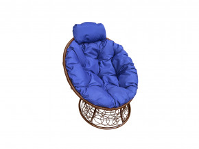 Кресло Папасан мини с ротангом синяя подушка в Южноуральске - yuzhnouralsk.magazinmebel.ru | фото