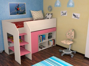 Кровать чердак Теремок 2 Розовый в Южноуральске - yuzhnouralsk.magazinmebel.ru | фото - изображение 1