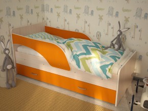 Кровать детская Максимка млечный дуб-оранж в Южноуральске - yuzhnouralsk.magazinmebel.ru | фото