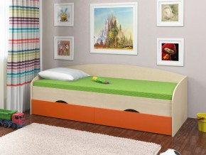 Кровать Соня 2 дуб молочный-оранжевый в Южноуральске - yuzhnouralsk.magazinmebel.ru | фото