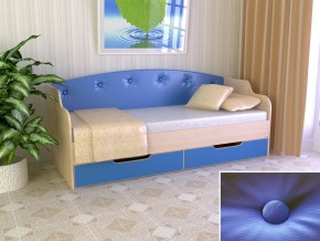 Кровать Юниор Тип 2 дуб молочный/синий 800х1600 в Южноуральске - yuzhnouralsk.magazinmebel.ru | фото
