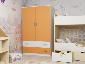 Шкаф двухстворчатый белый-оранж в Южноуральске - yuzhnouralsk.magazinmebel.ru | фото - изображение 1